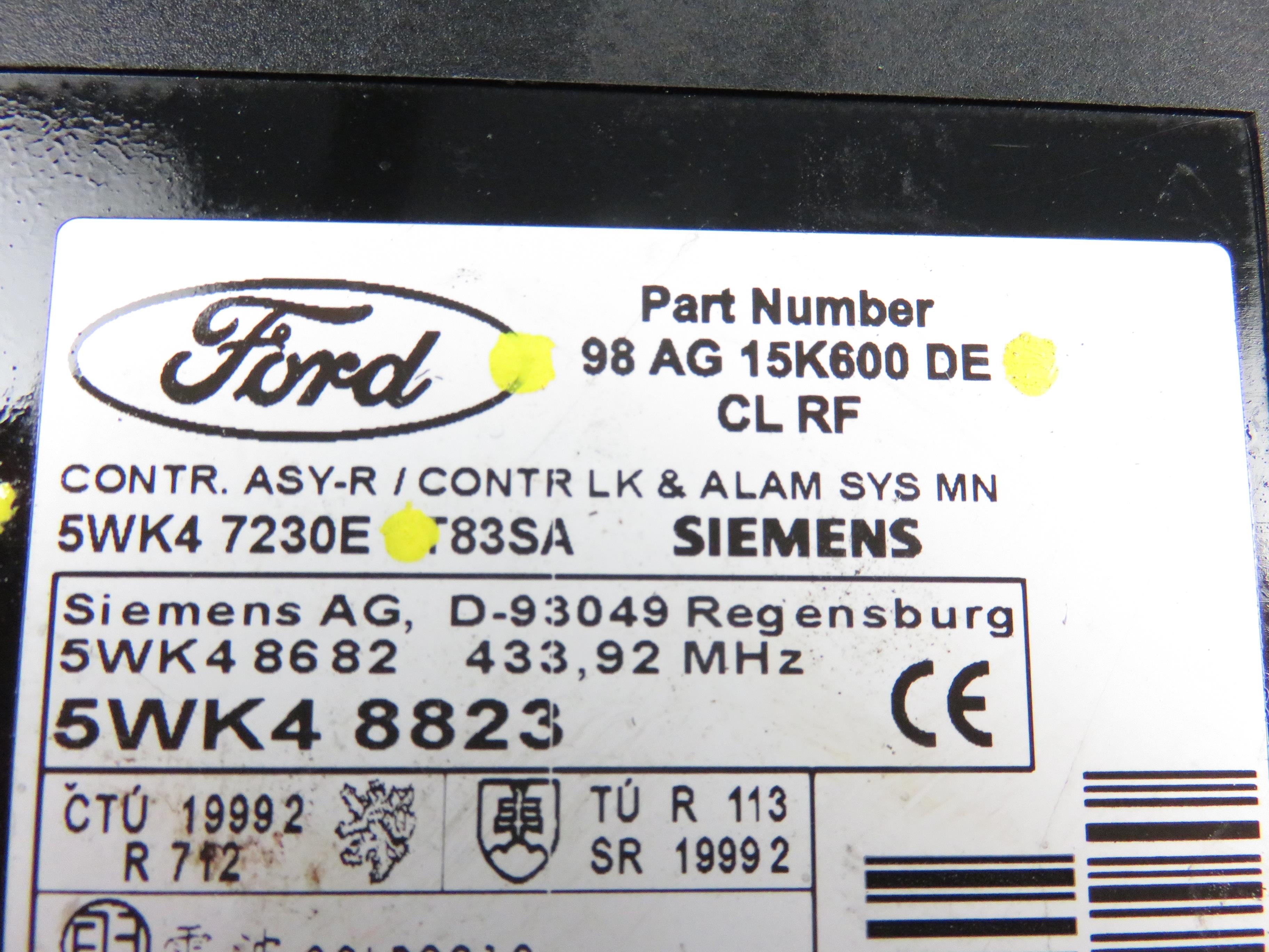 FORD Focus 1 generation (1998-2010) Comfort Control Unit 98AG15K600DE, 5WK47230E 17833276