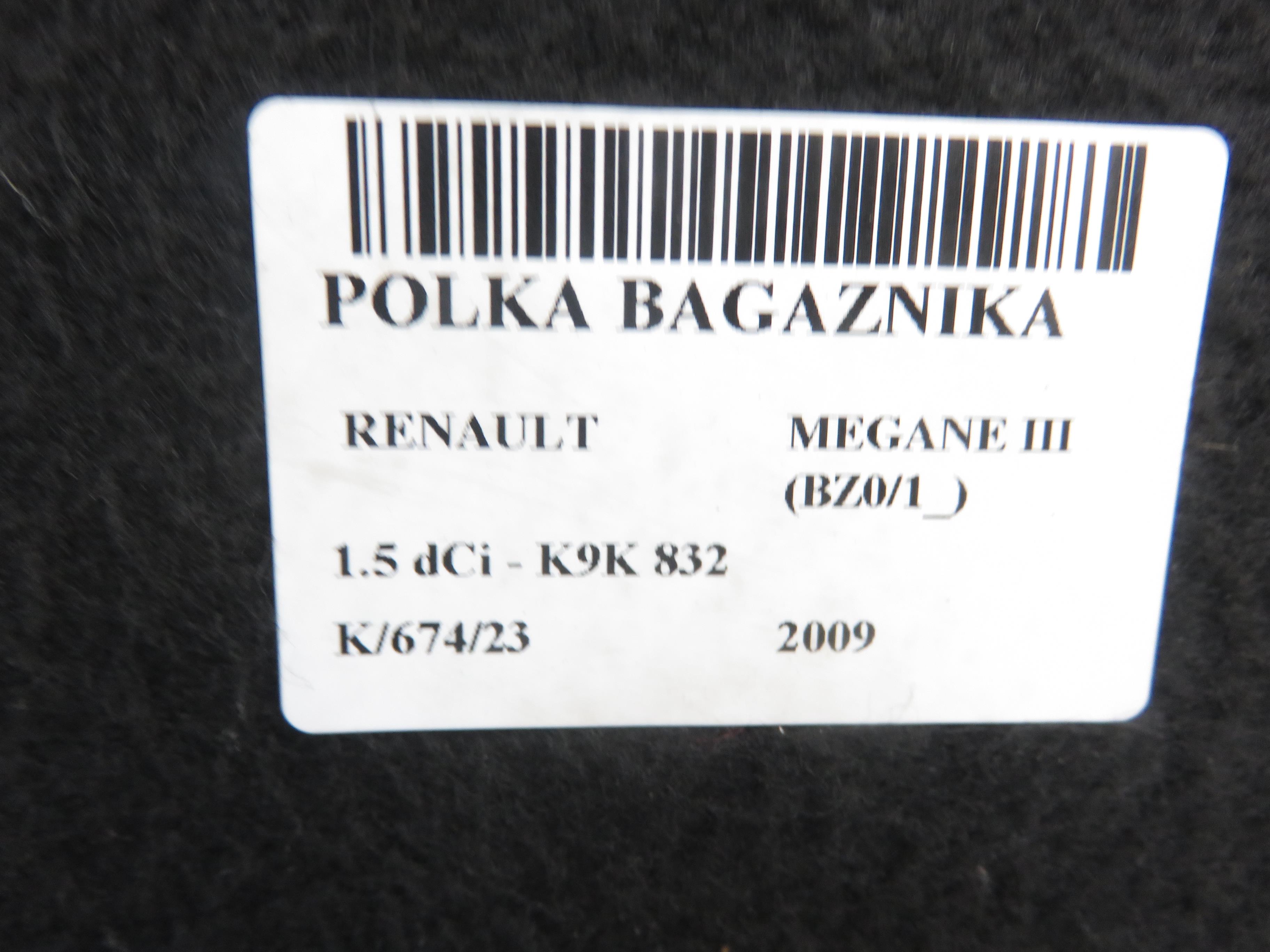 RENAULT Megane 3 generation (2008-2020) Полка багажника задняя 794200017R 20385015