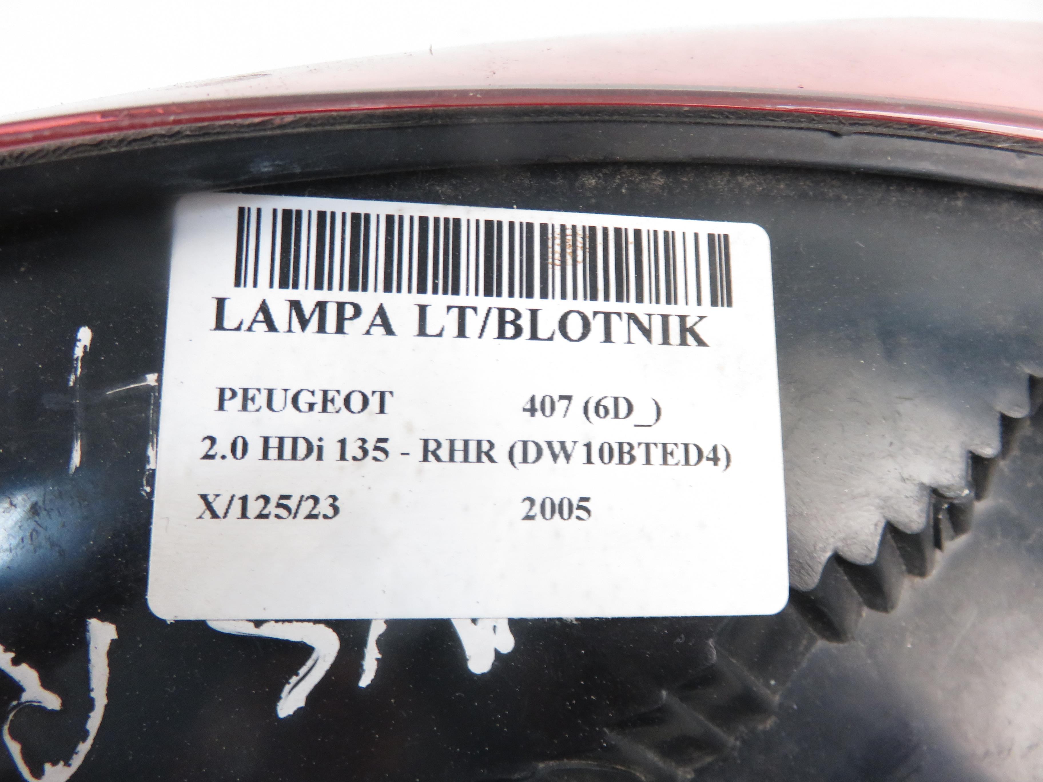 PEUGEOT 407 1 generation (2004-2010) Rear Left Taillight 9656606380 21572211