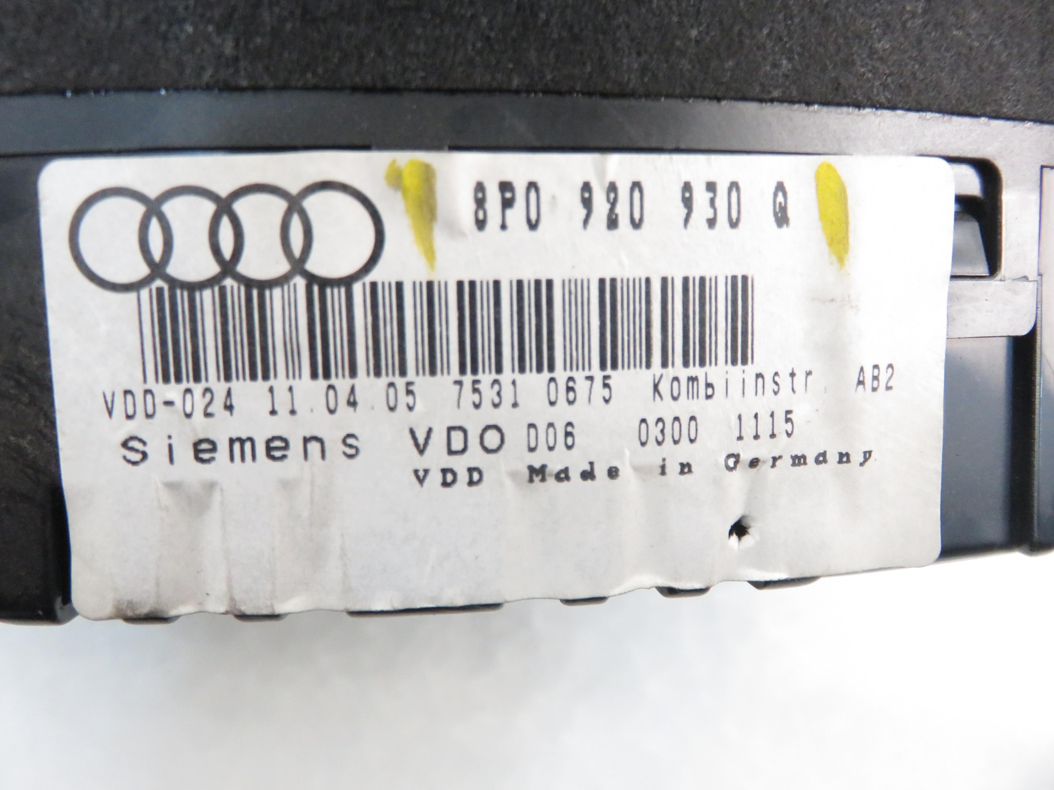 AUDI A3 8P (2003-2013) Compteur de vitesse 8P0920930Q 22794036