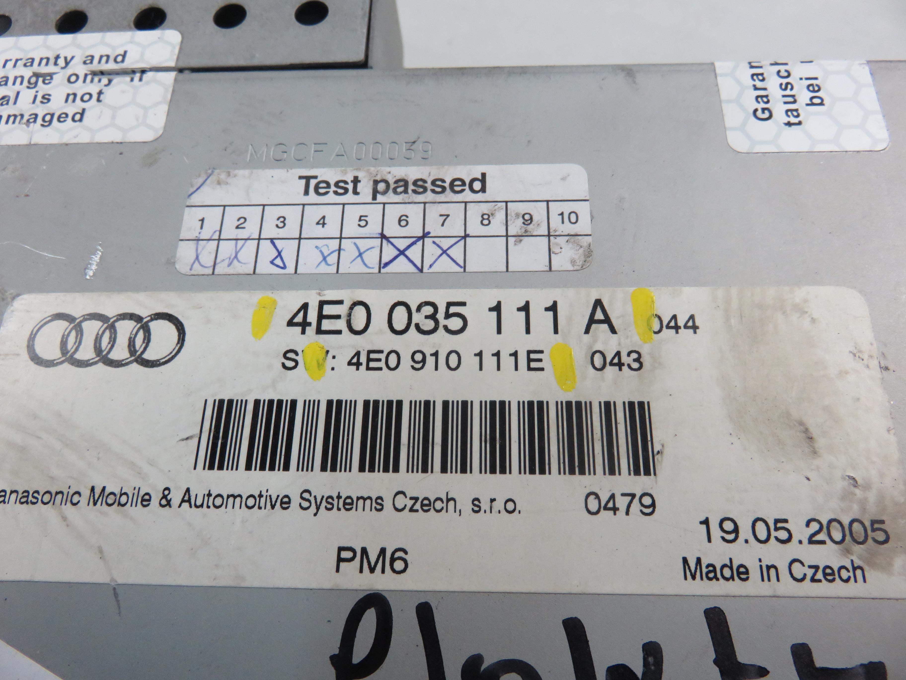 AUDI A6 C6/4F (2004-2011) CD Changer 4E0910111E, 4E0035111A 23505519
