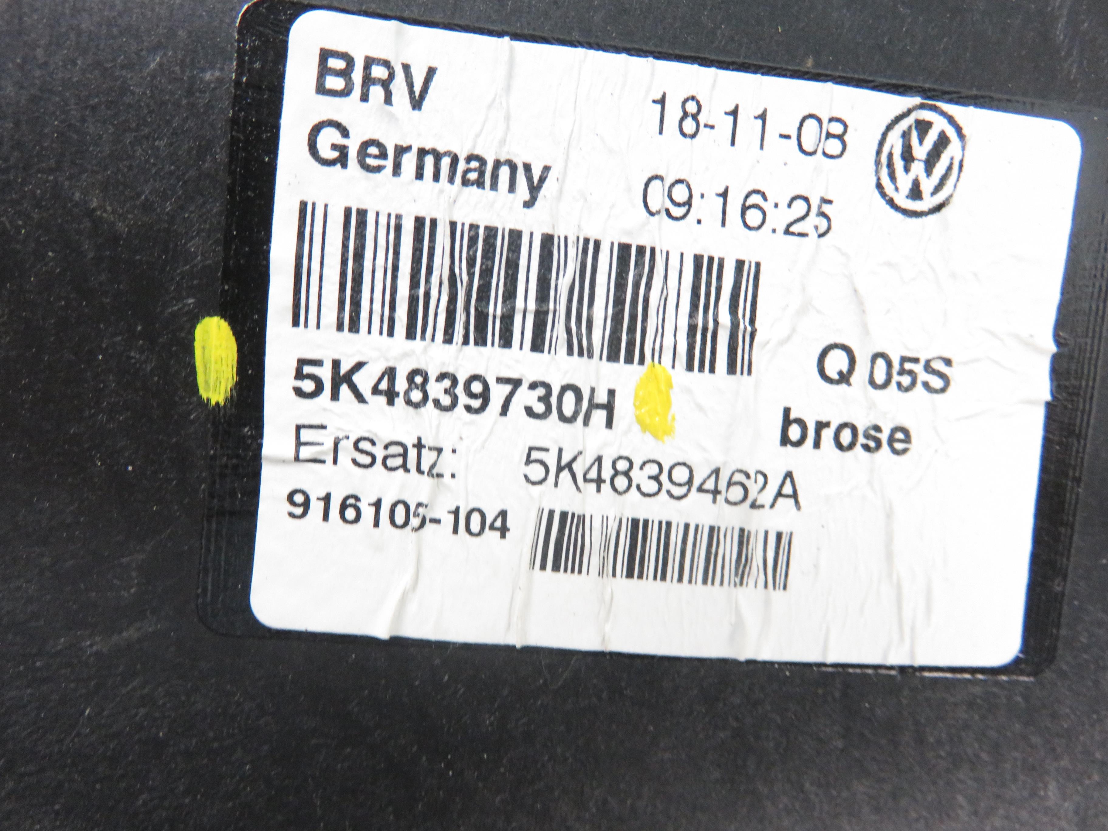 VOLKSWAGEN Golf 6 generation (2008-2015) Rear Right Door Window Regulator 5K4839730H, 1K0959704AL 25748869