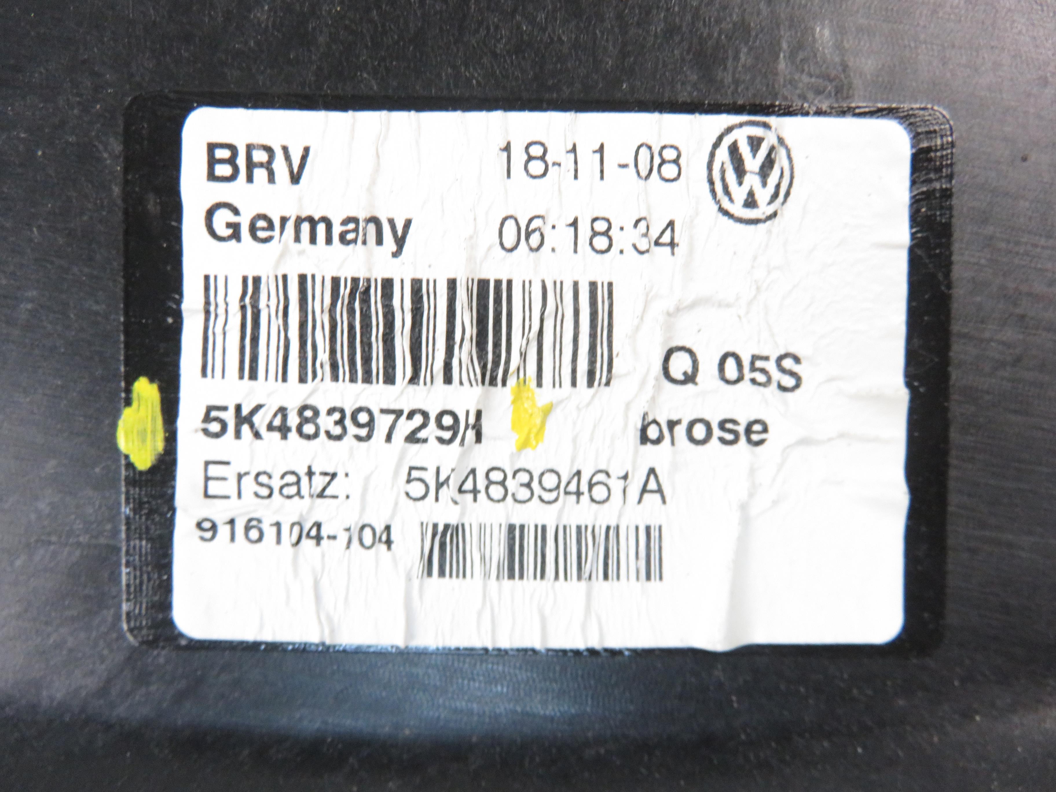 VOLKSWAGEN Golf 6 generation (2008-2015) Aizmugurējo kreiso durvju logu pacēlājs 5K4839729H, 1K0959701AL 25681354