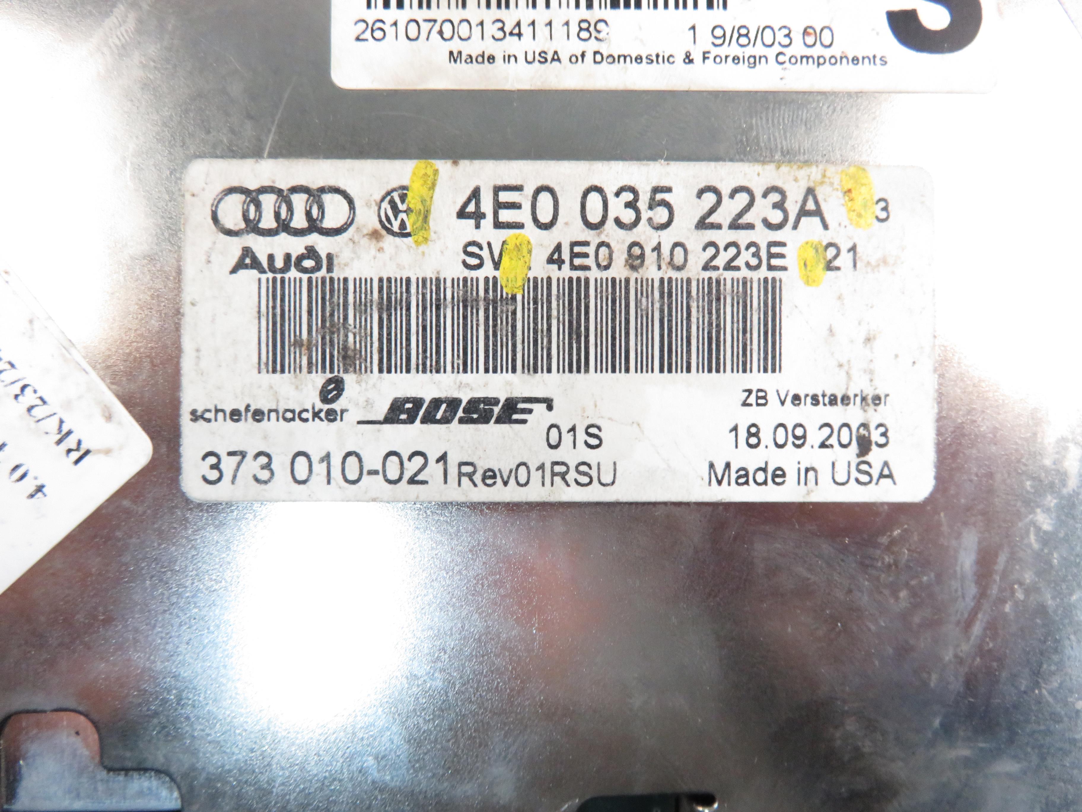 AUDI A8 D3/4E (2002-2010) Garso stiprintuvas 4E0910223E, 4E0035223A 24459089