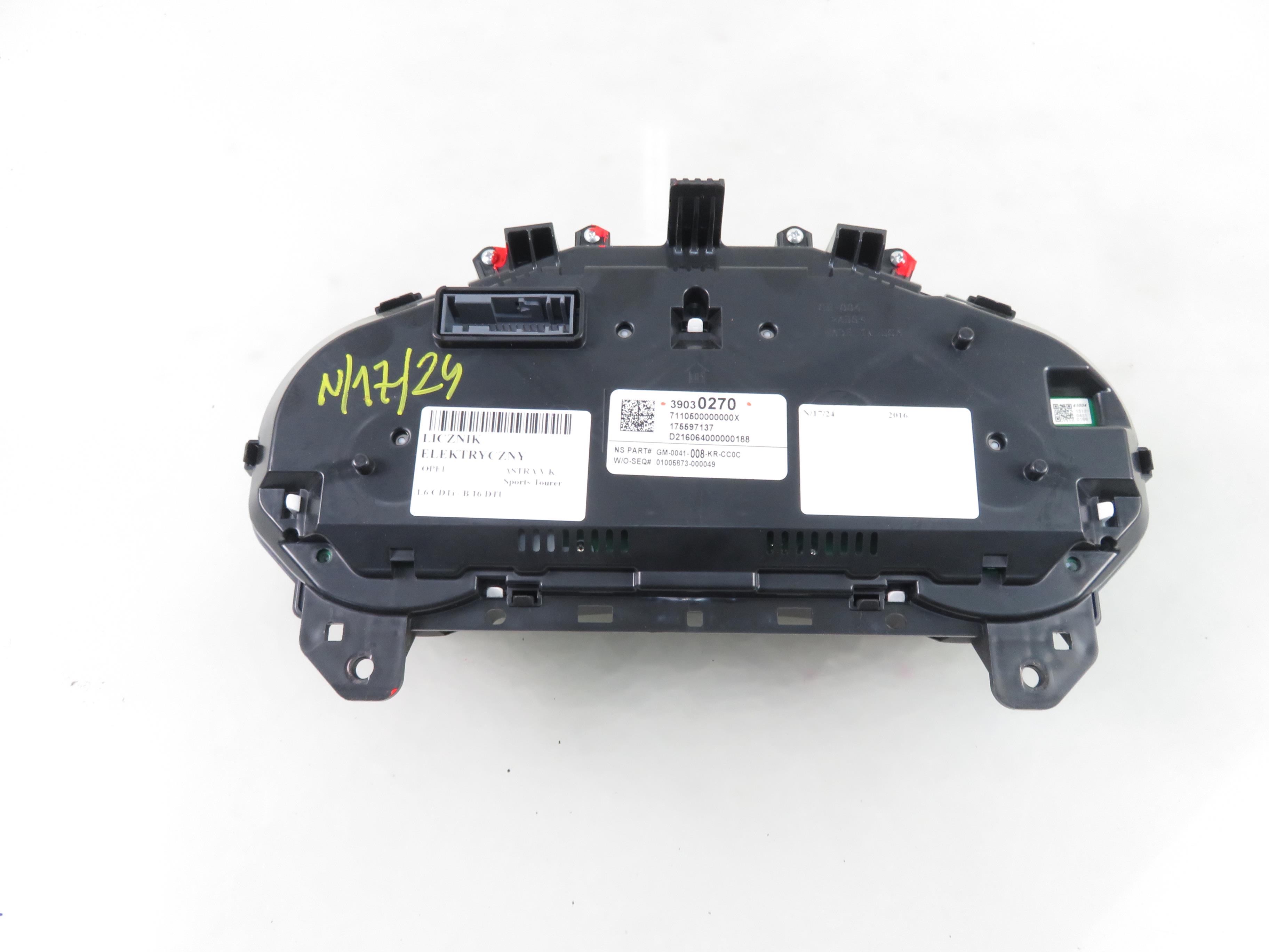 OPEL Astra K (2015-2021) Compteur de vitesse 39030270 24671107