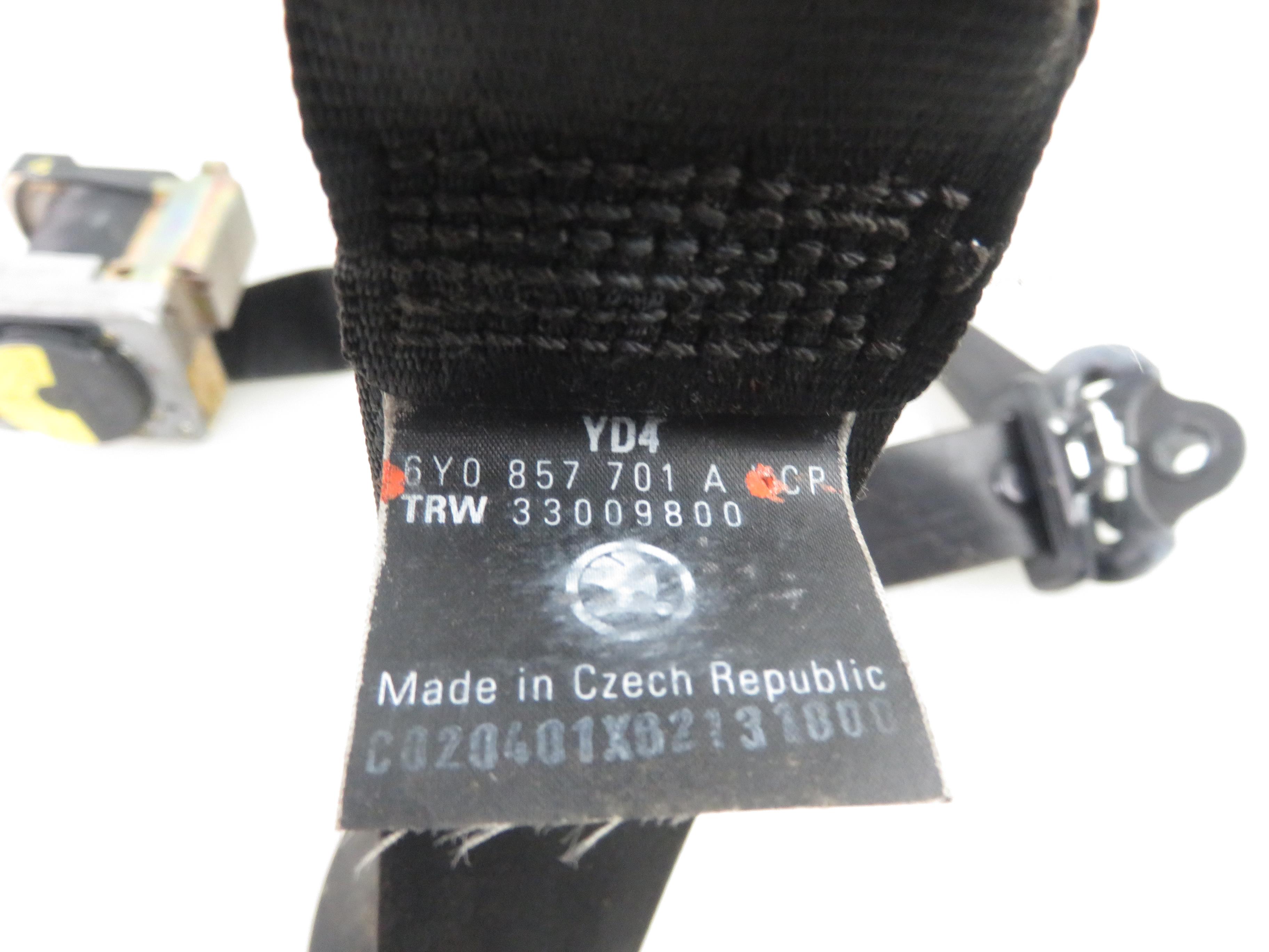 SKODA Fabia 6Y (1999-2007) Front Left Seatbelt 6Y0857701A 24670755