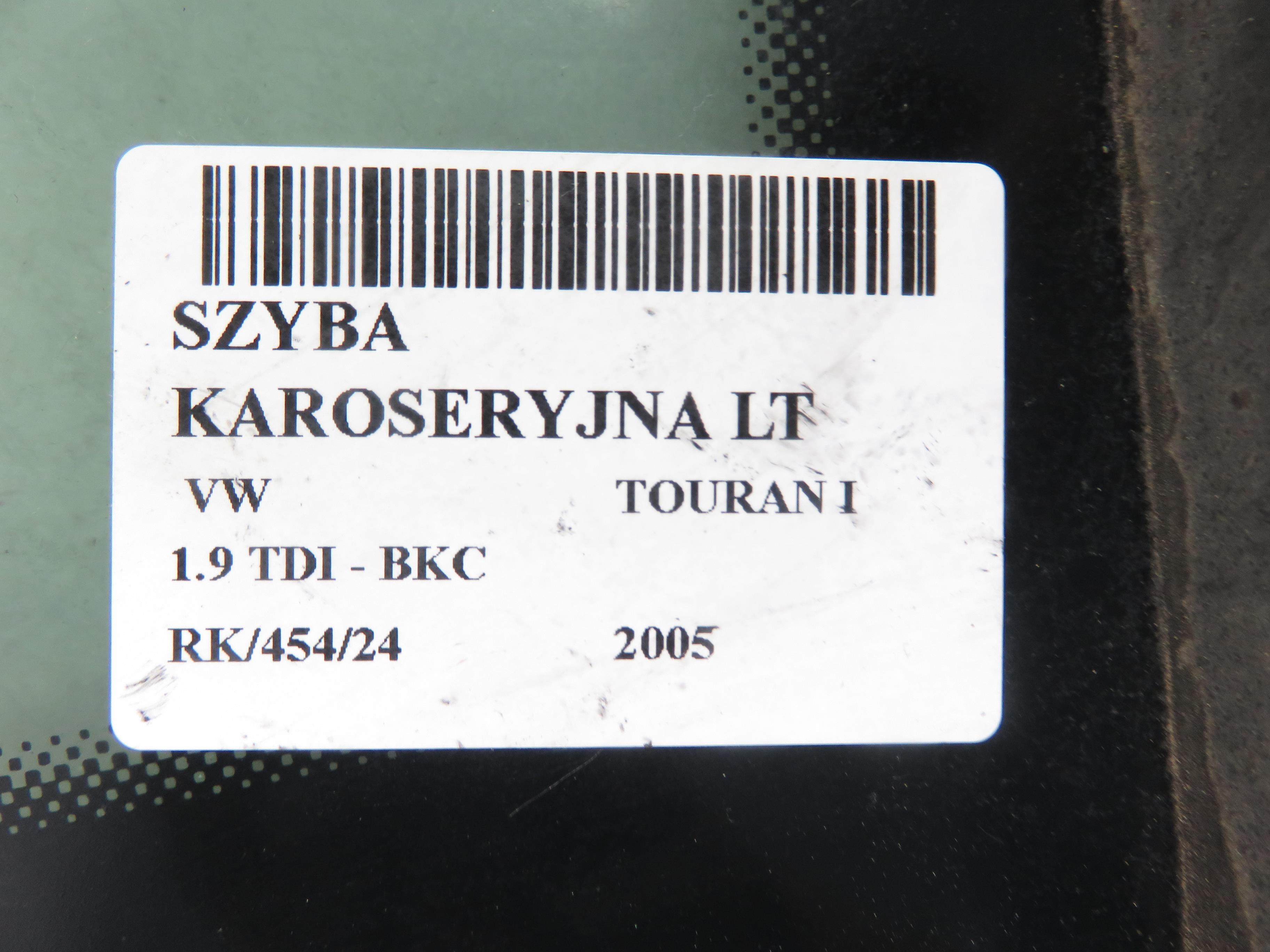 VOLKSWAGEN Touran 1 generation (2003-2015) Πίσω τζάμι στο αριστερό πλάι 1T0845041 25202955