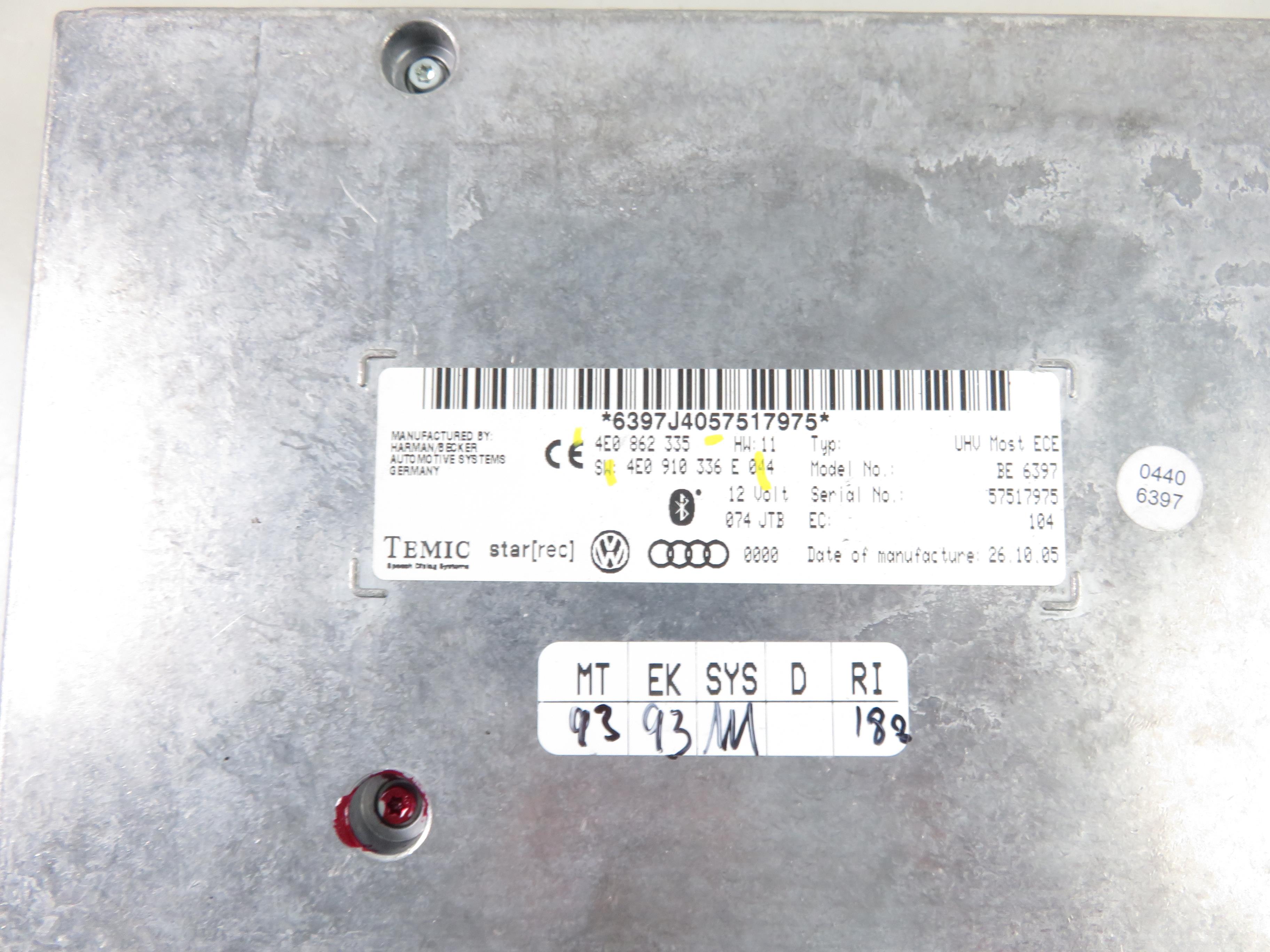 AUDI Q7 4L (2005-2015) Unitate de control Bluetooth 4E0910336E, 4E0862333, 4E0035502 25270879