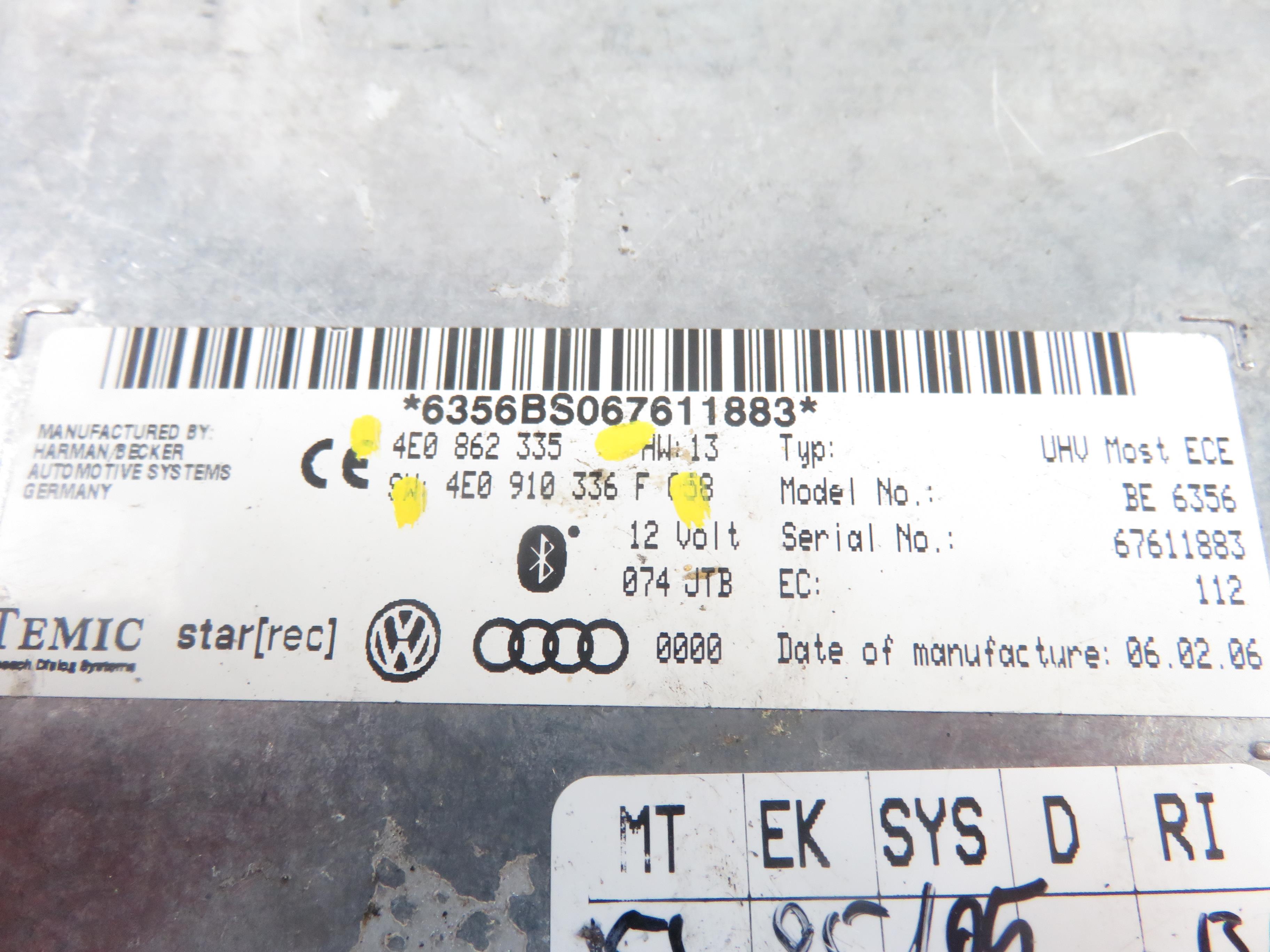 AUDI A6 C6/4F (2004-2011) Μονάδα ελέγχου Bluetooth 4E0910336F,4E0862335 25431455